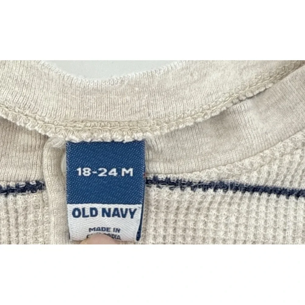 Old Navy Toddler One‎ Piece Outfit Romper Navy Ivory Striped 18-24 Months Flaw